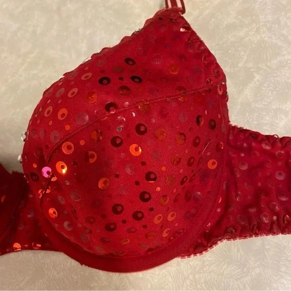 Sexy‎ Sequin Red Padded Bra 36B - Picture 2 of 11
